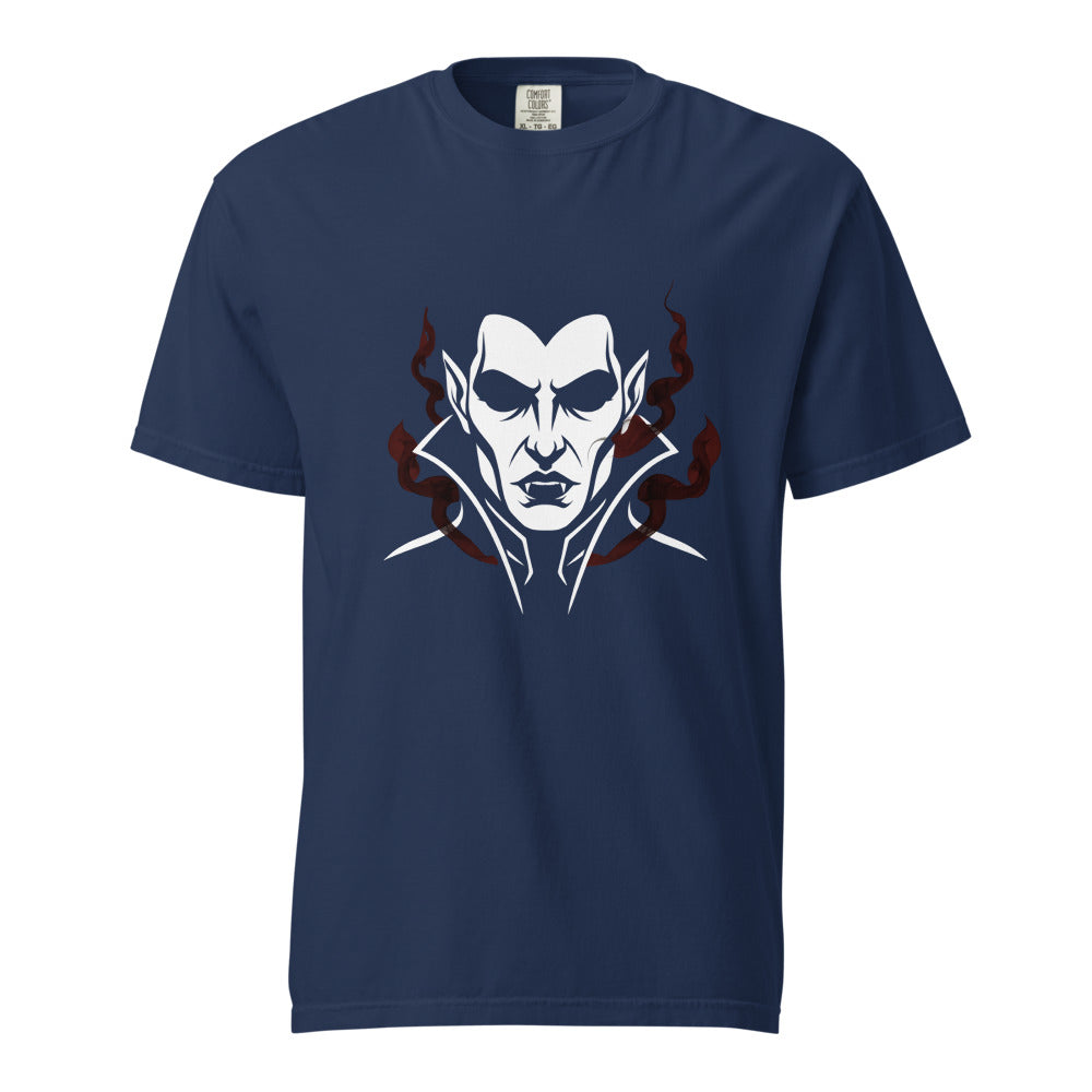 Vampire: The Night Thirst design, on a true navy heavyweight Comfort Colors tee.