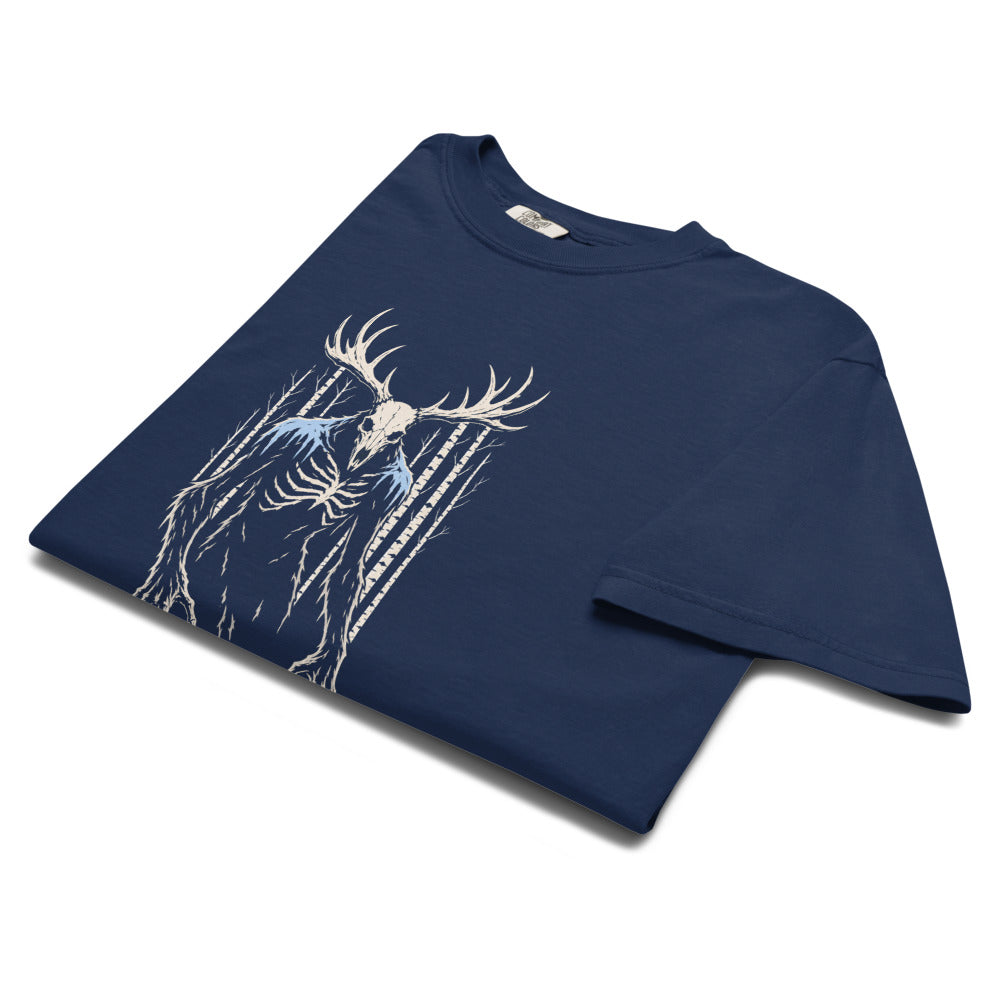 Wendigo: The Winter Hunger folded, true navy heavyweight tee