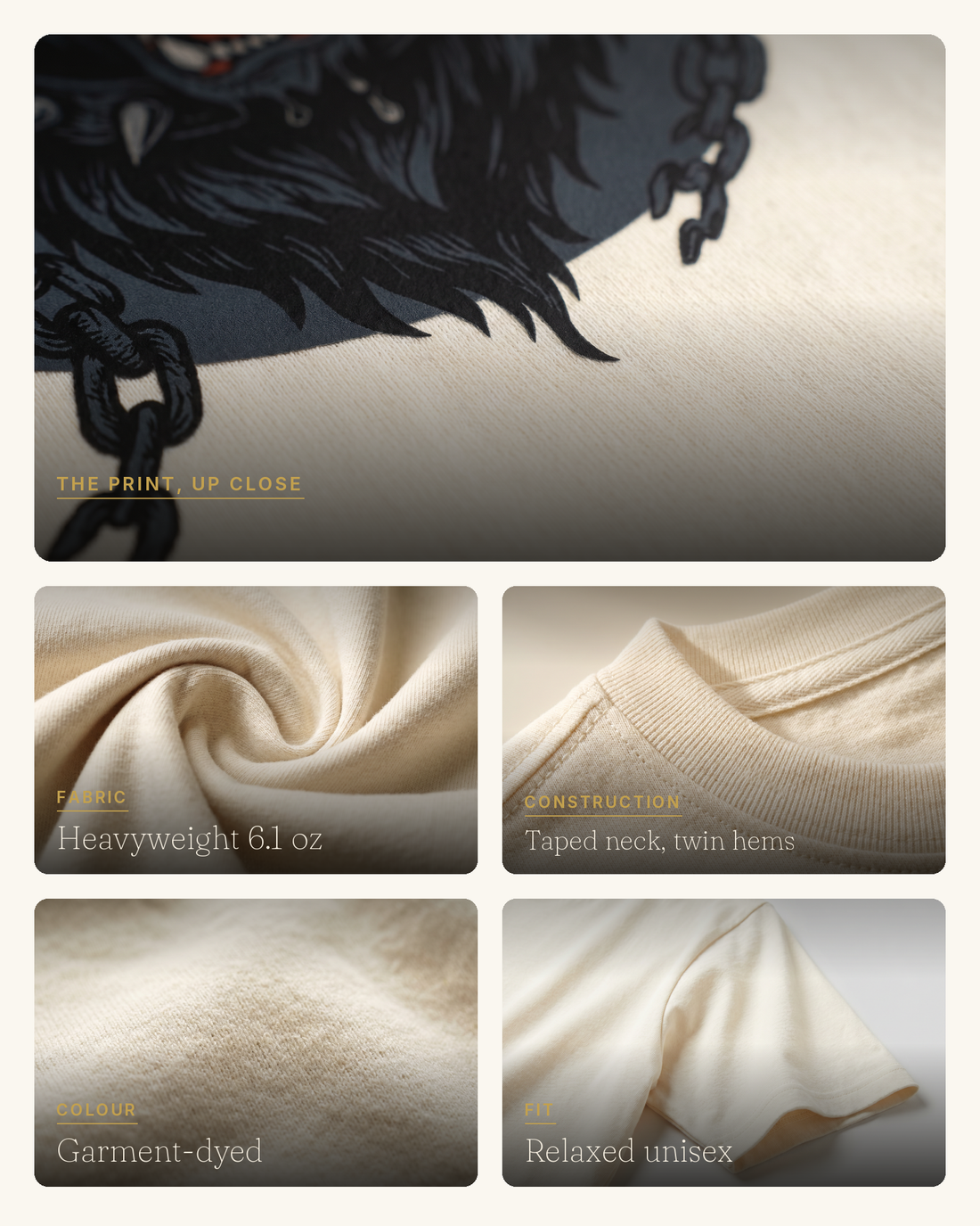 Cerberus: Hound of Hades, print and garment quality detail