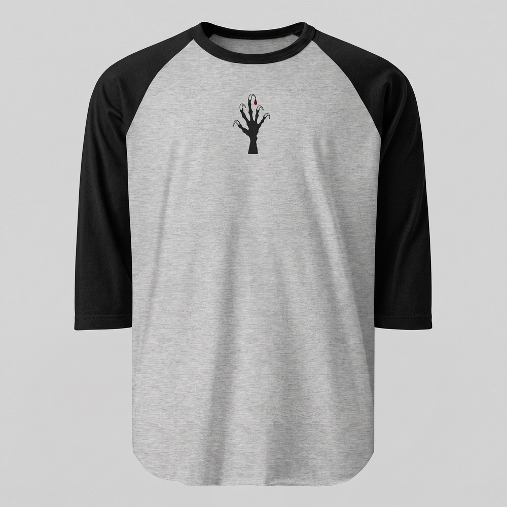 Claw Shadow Raglan, Heather Grey/Black, embroidered clawed hand on Tultex 245 raglan