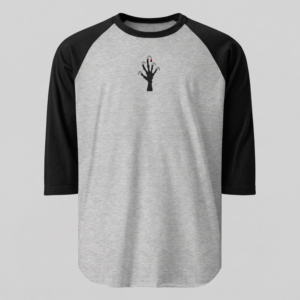 Claw Shadow Raglan, Heather Grey/Black, embroidered clawed hand on Tultex 245 raglan