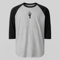 Claw Shadow Raglan, Heather Grey/Black, embroidered clawed hand on Tultex 245 raglan