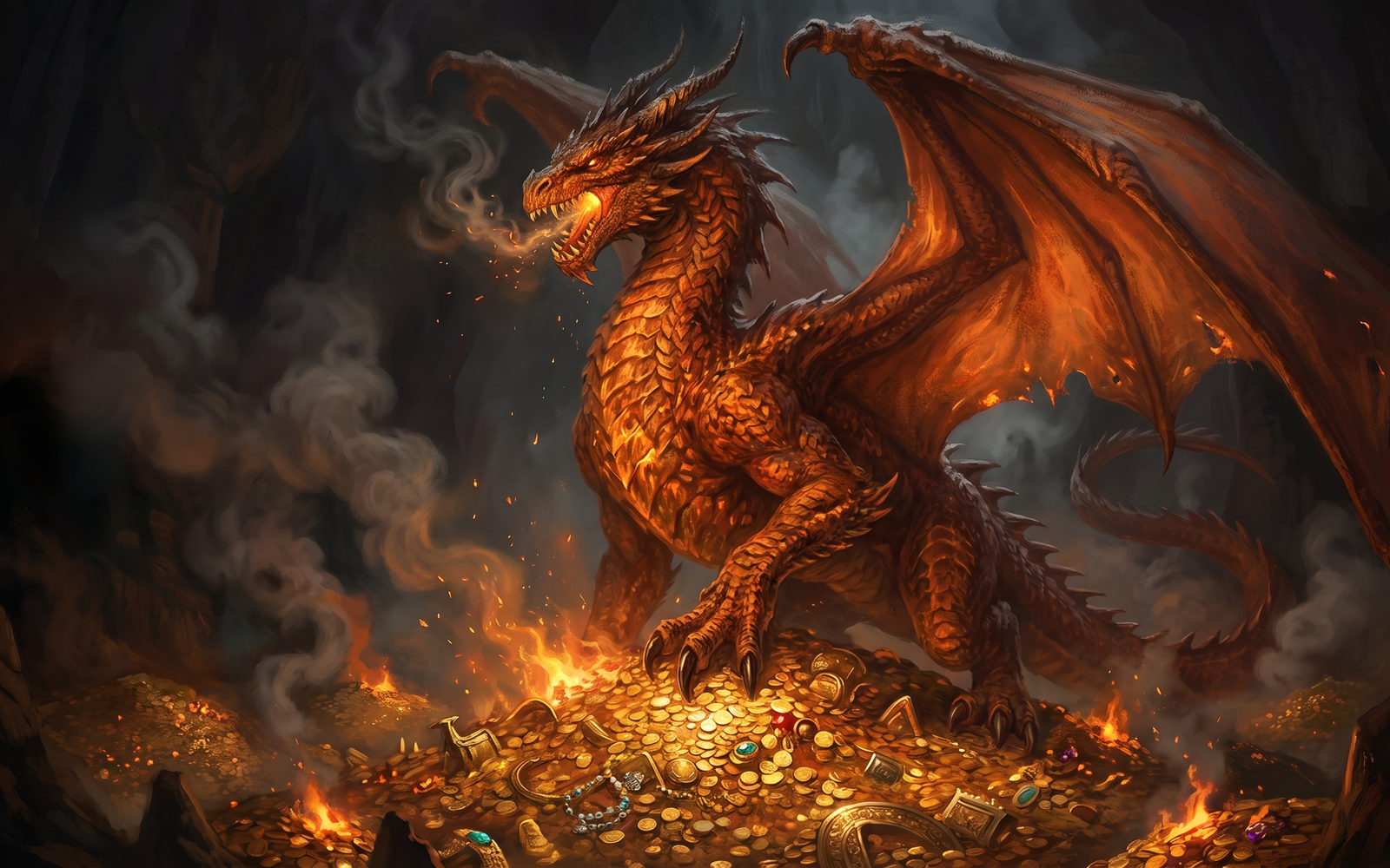 Fafnir the Hoard-Dragon atmospheric legend scene
