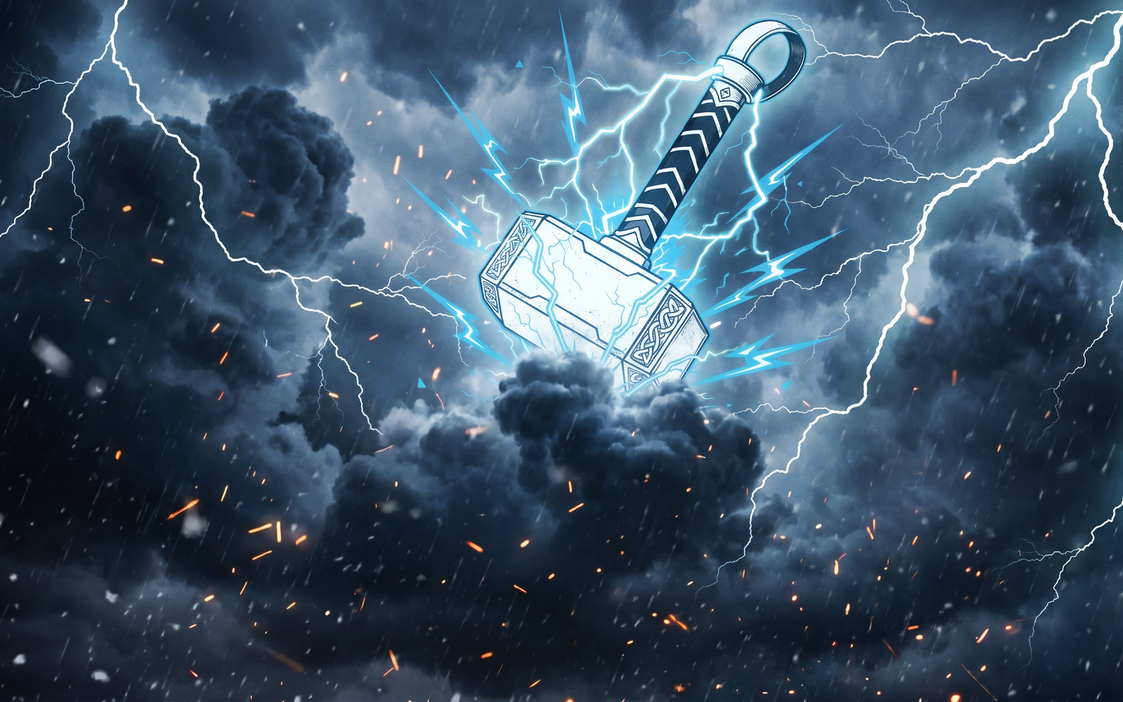 Mjolnir the Thunder Hammer atmospheric legend scene