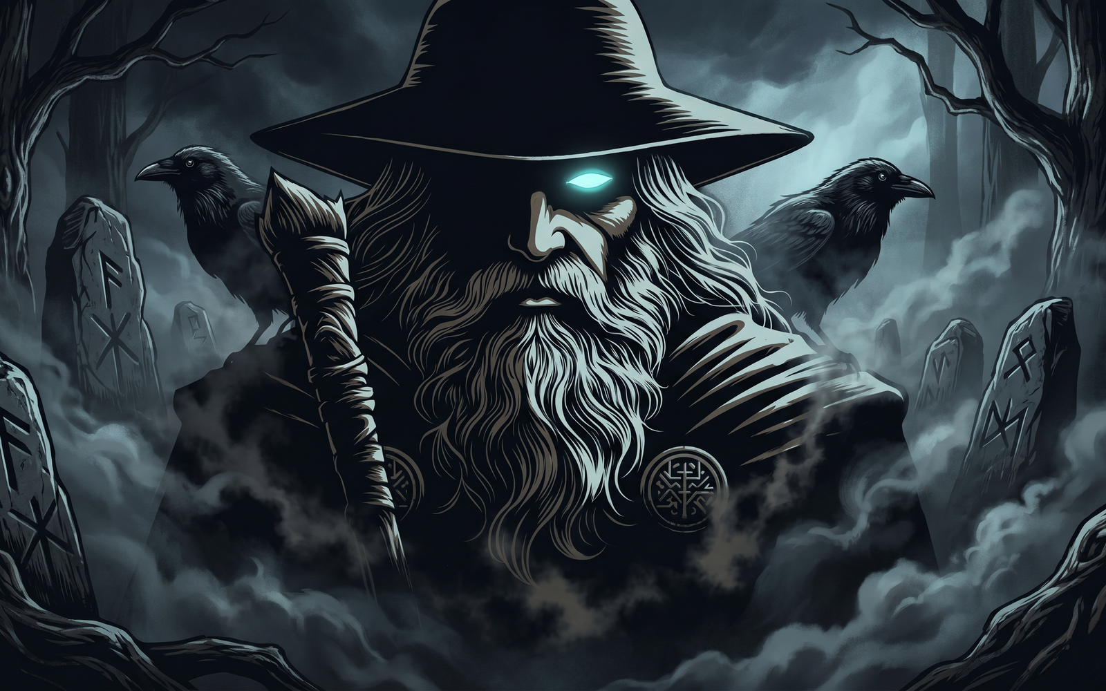 Odin the Allfather atmospheric legend scene