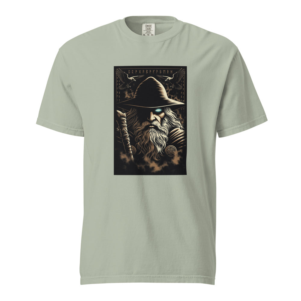 Odin: The Allfather design, on a bay heavyweight Comfort Colors tee.