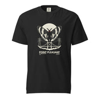 Mothman: The Sighting Report design, on a black heavyweight Comfort Colors tee.