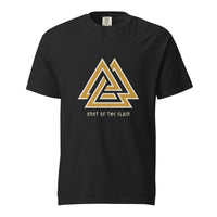 Valknut: Knot of the Slain design, on a black heavyweight Comfort Colors tee.