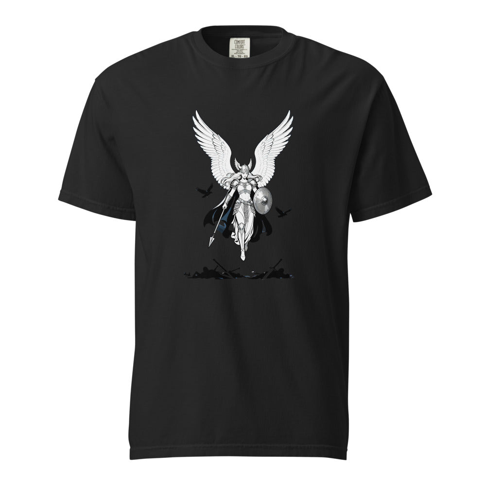 Valkyrie: Chooser of the Slain design, on a black heavyweight Comfort Colors tee.