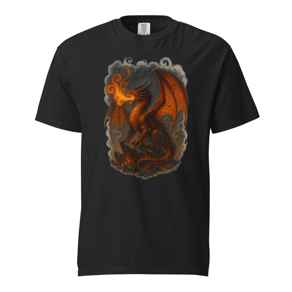 Fafnir: The Hoard-Dragon design, on a black heavyweight Comfort Colors tee.