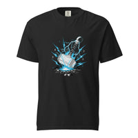 Mjolnir: The Thunder Hammer design, on a black heavyweight Comfort Colors tee.