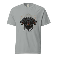 Cerberus: Hound of Hades design, on a granite heavyweight Comfort Colors tee.