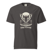 Mothman: The Sighting Report design, on a graphite heavyweight Comfort Colors tee.