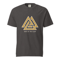 Valknut: Knot of the Slain design, on a graphite heavyweight Comfort Colors tee.