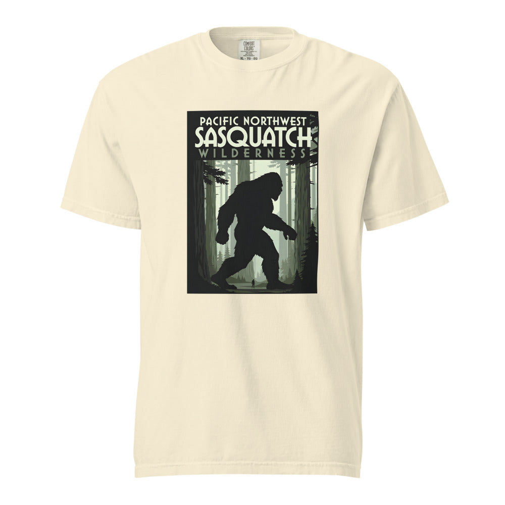 Sasquatch: Pacific Northwest design, on a ivory heavyweight Comfort Colors tee.