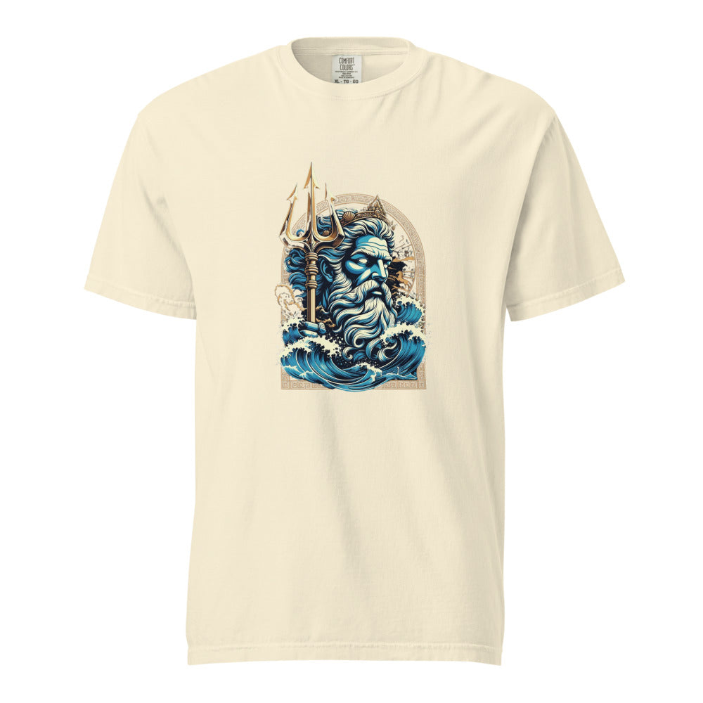 Poseidon: Lord of the Deep design, on a ivory heavyweight Comfort Colors tee.