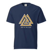 Valknut: Knot of the Slain design, on a true navy heavyweight Comfort Colors tee.