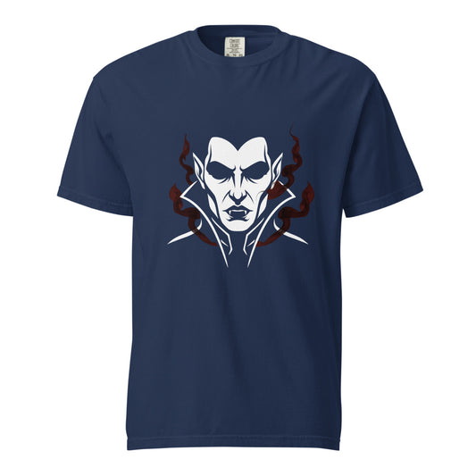 Vampire: The Night Thirst design, on a true navy heavyweight Comfort Colors tee.