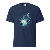 Mjolnir: The Thunder Hammer design, on a true navy heavyweight Comfort Colors tee.