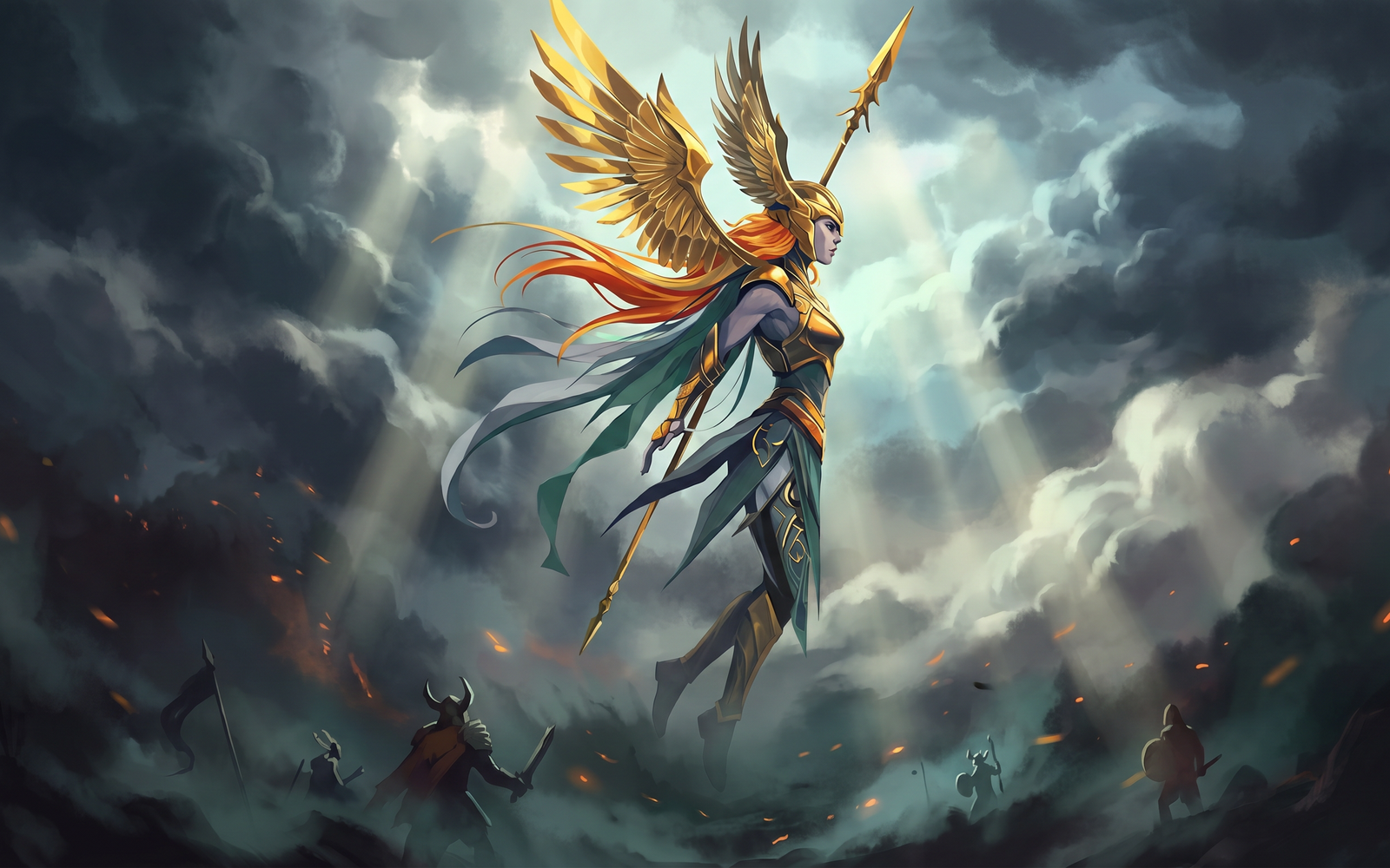 Valkyrie Shield-Maiden atmospheric legend scene
