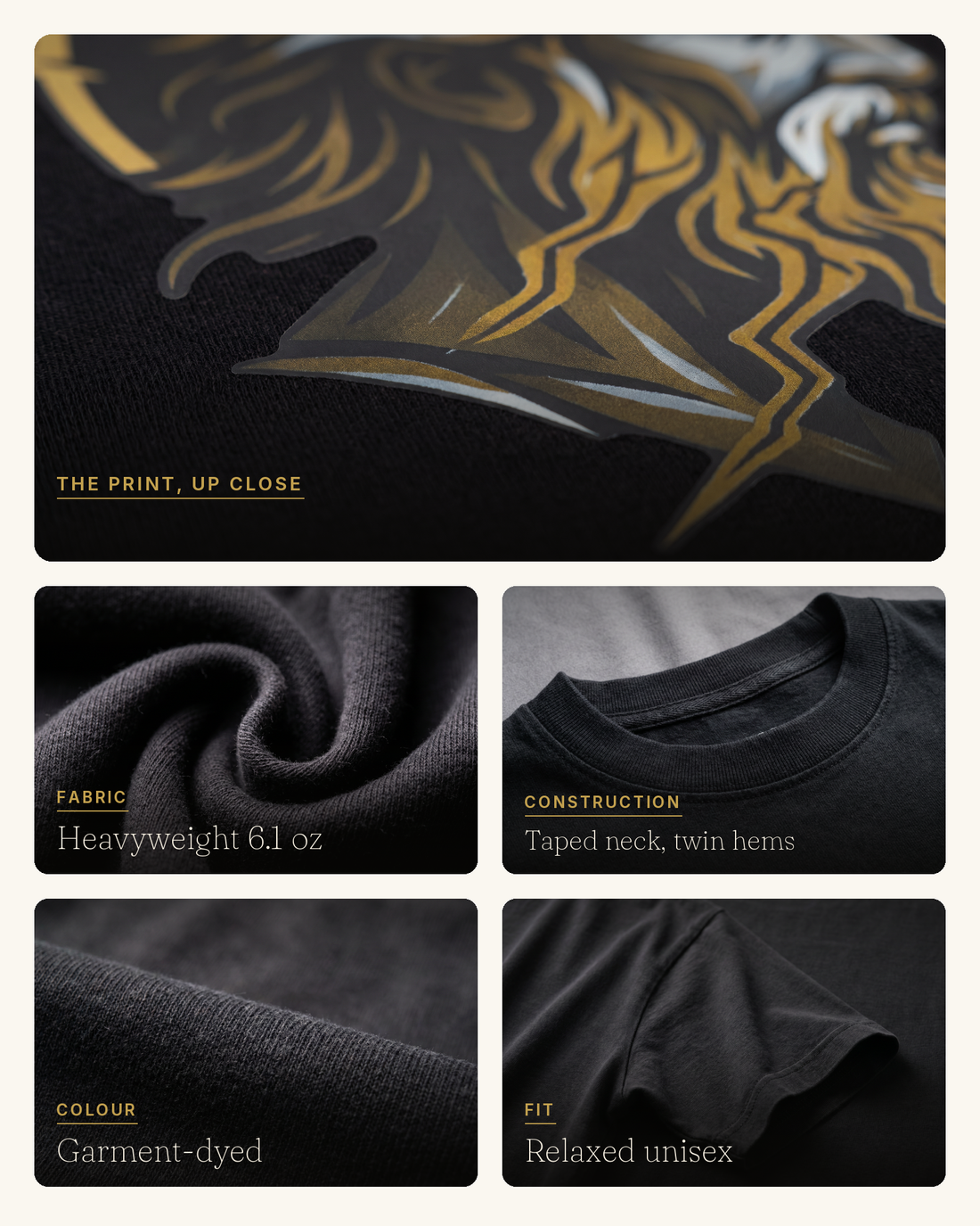 Zeus: King of Olympus, print and garment quality detail