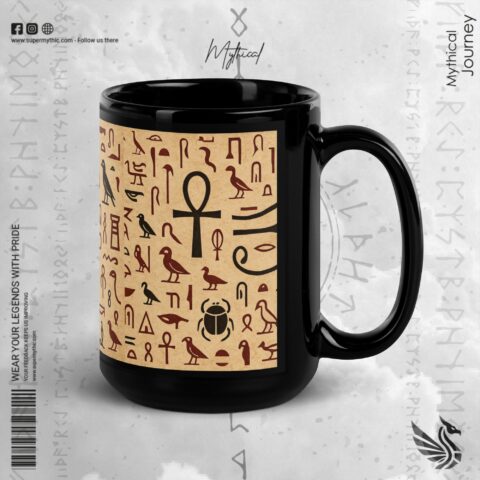 Egyptian Memories Black Glossy Mug - Image 2