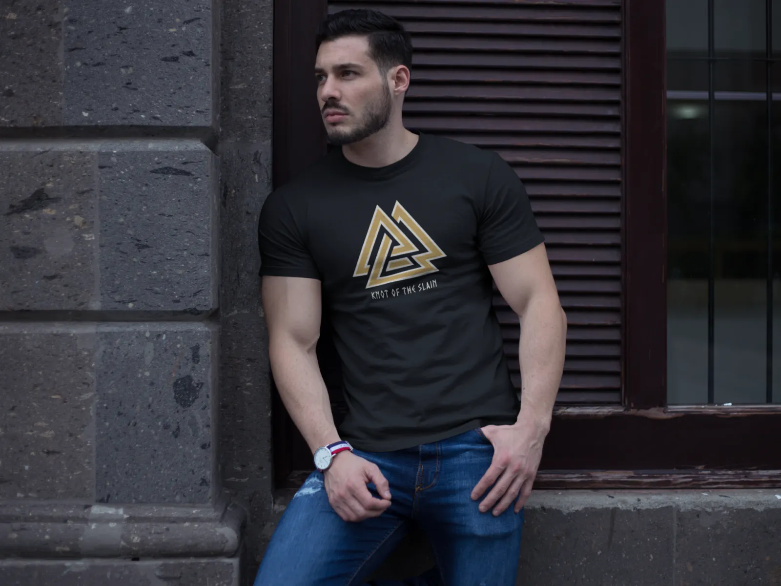 Valknut Knot of the Slain | Norse Mythology Authentic Lore Premium Tee - Image 4