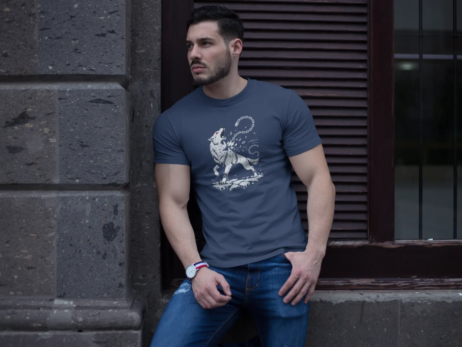 Fenrir Chain Breaker | Norse Mythology Premium Tee - Image 2
