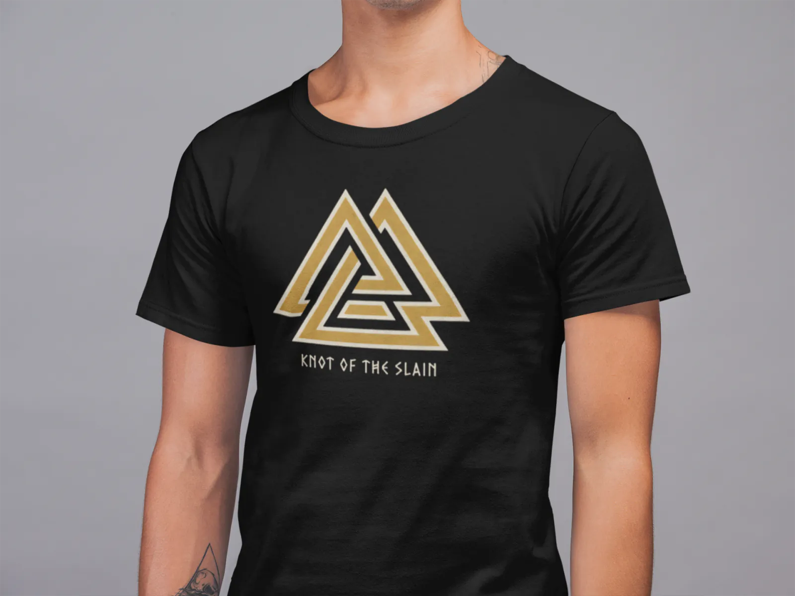 Valknut Knot of the Slain | Norse Mythology Authentic Lore Premium Tee - Image 3