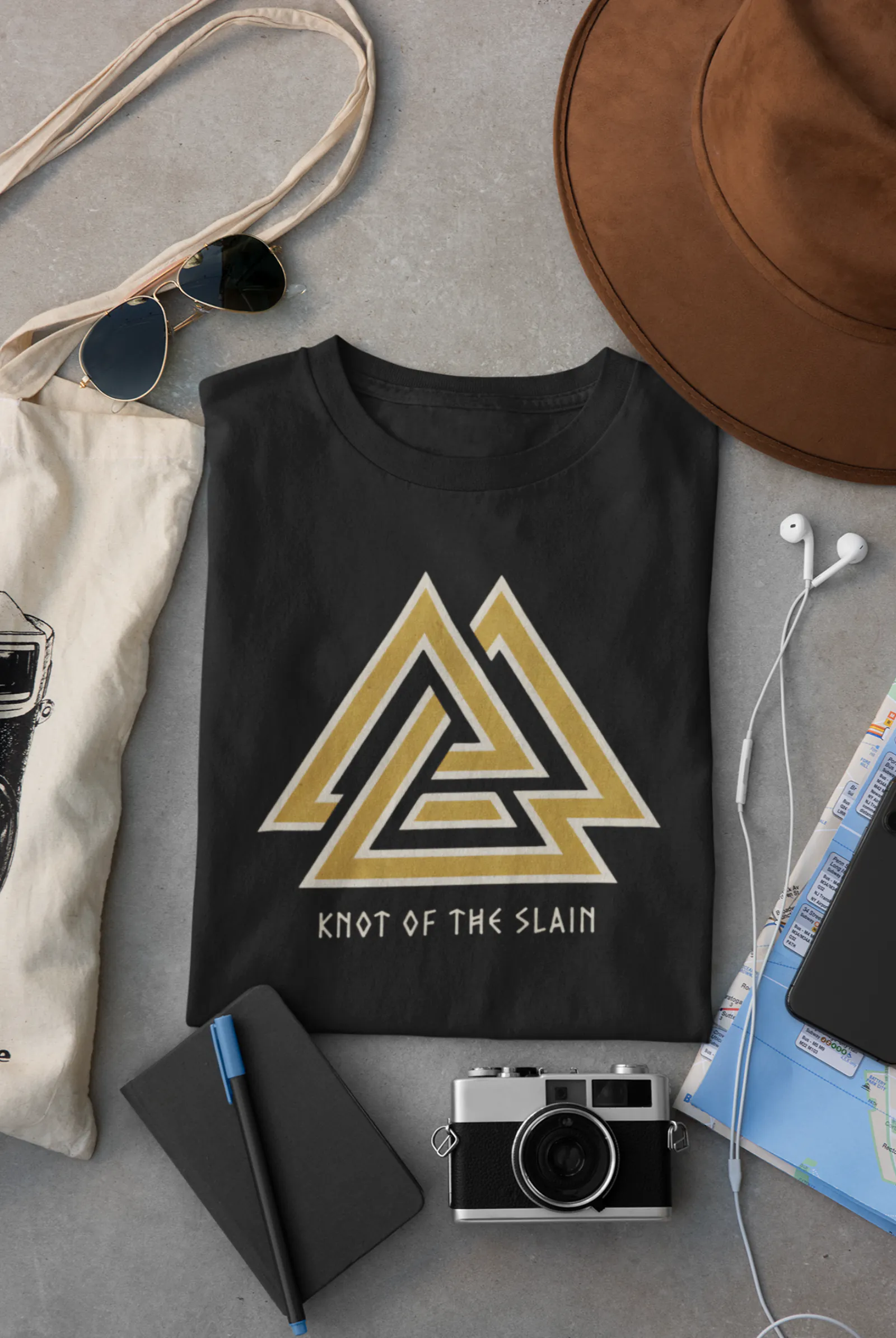 Valknut Knot of the Slain | Norse Mythology Authentic Lore Premium Tee - Image 2