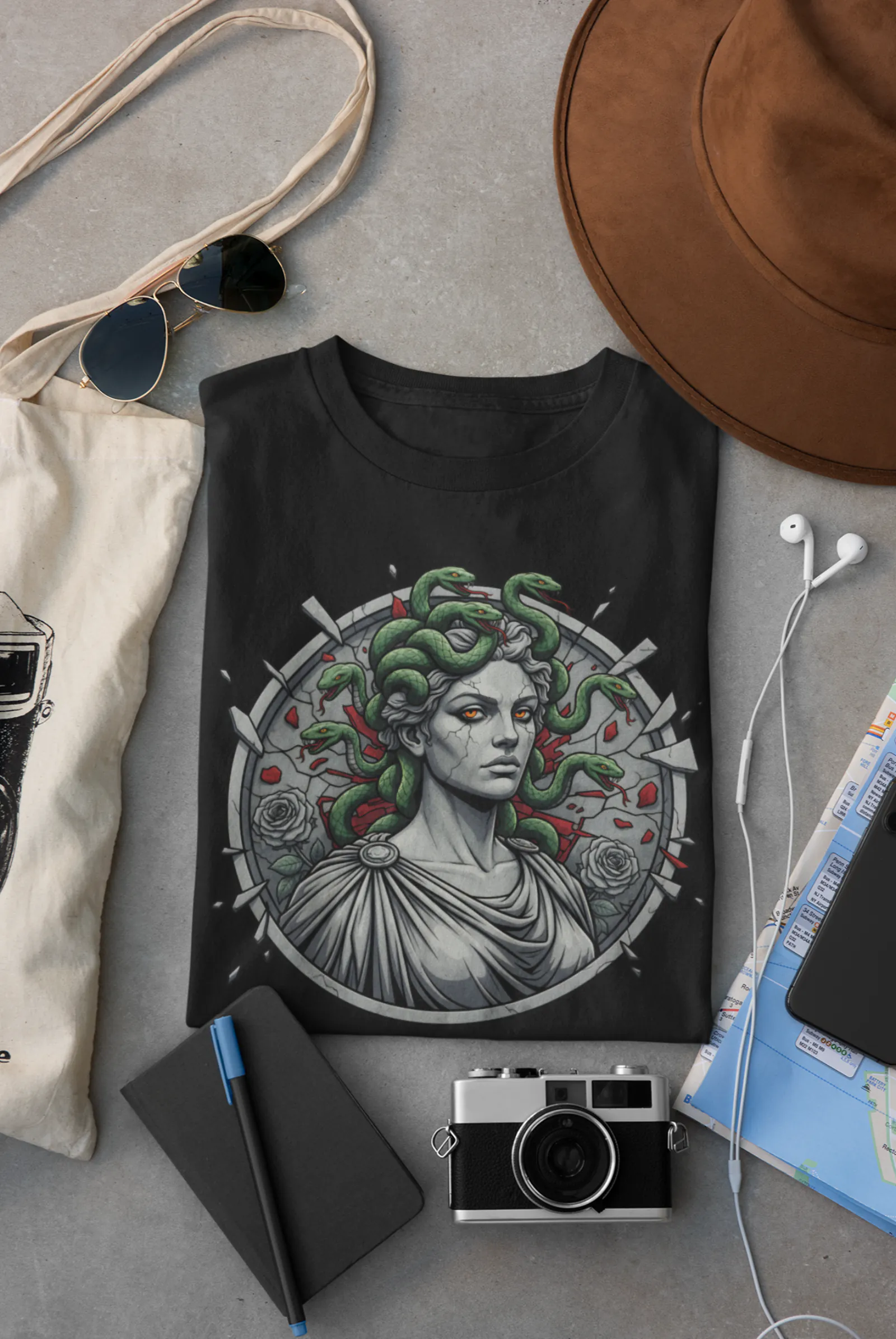Medusa Gorgon Unchained | Greek Mythology Dark Academia Premium Tee - Image 3