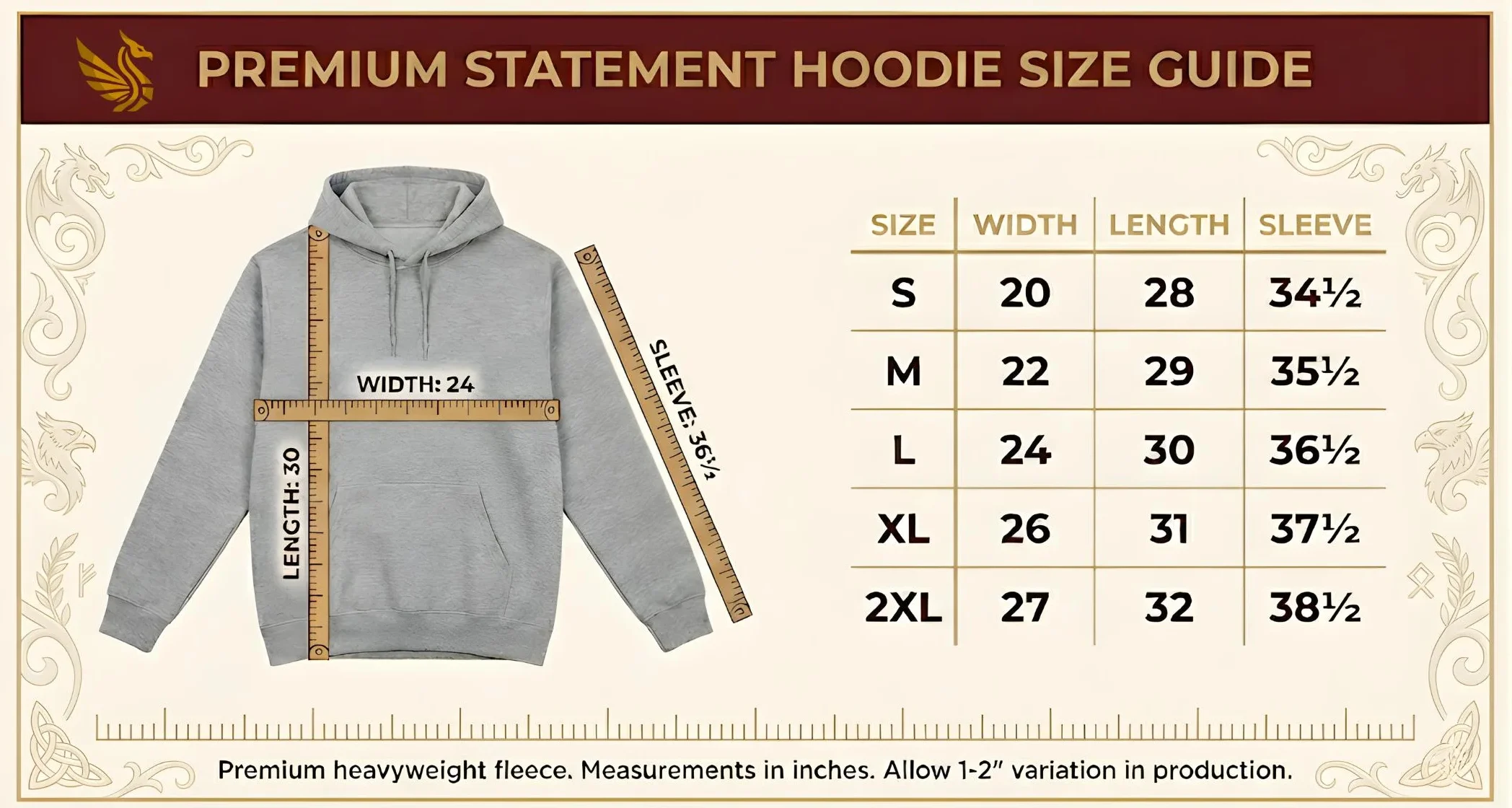 Hoodie Size Guide